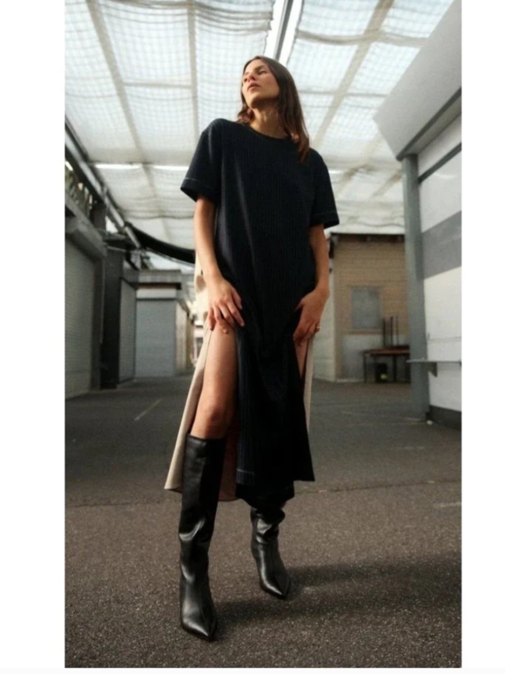 Avant Garde Minimalist chic Modern Utilitarian Zara Midi Dress Medium